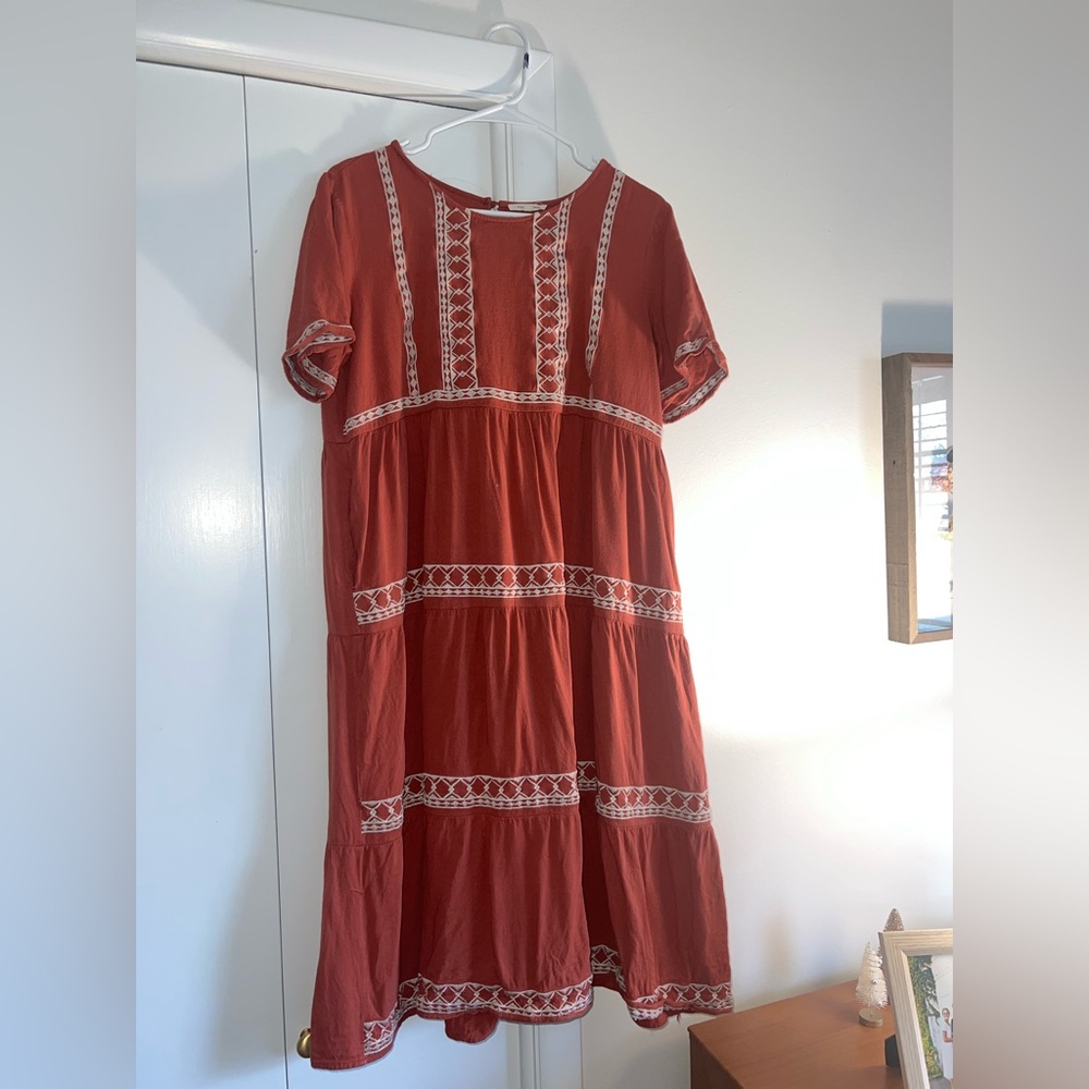 Tea n Rose Terracotta Midi Dress